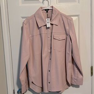 Pink Faux Leather Shirt Jacket - Shacket